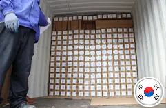Silicone goods tightly packed in container for Korea