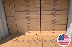 Stacked silicone cartons for US shipment