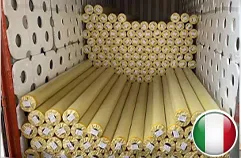Silicone sheets rolled and packed for shipment to Italy