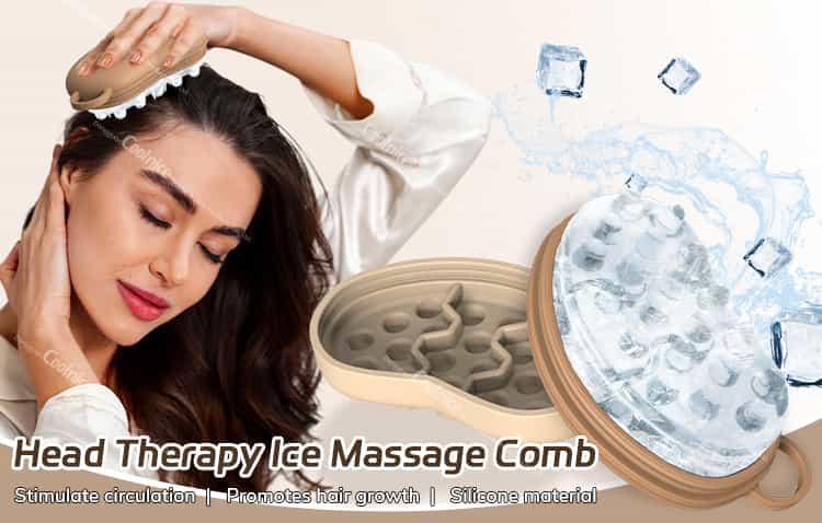 Silicone head ice massage comb for scalp therapy and hair growth