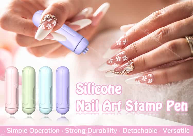 Silicone Nail Art Stamp Pen for Floral Designs and DIY Nail Decoration