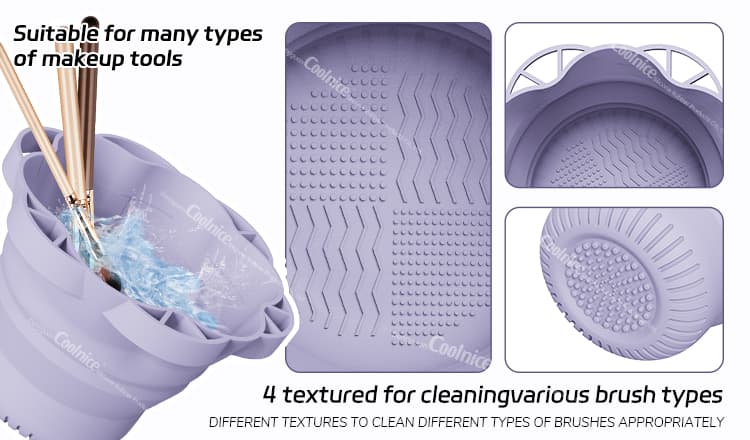 Keep your brushes spotless and your routine effortless with this silicone makeup brush cleansing cup. Designed with a textured bottom and multiple brush slots, it helps you deep-clean brushes without damaging bristles. Whether you’re at home or on-the-go, its foldable body and compact form make it easy to store, rinse, and reuse anytime. Made from high-quality, food-grade silicone, this cleansing cup is: Durable and heat-resistant Safe for all brush types Easy to clean with just soap and water Multi-purpose — can be used for brush storage, makeup sponge washing, or travel rinse bowl Say goodbye to cluttered counters and messy routines. This all-in-one tool is a must-have for makeup lovers, beauty professionals, and travelers alike.