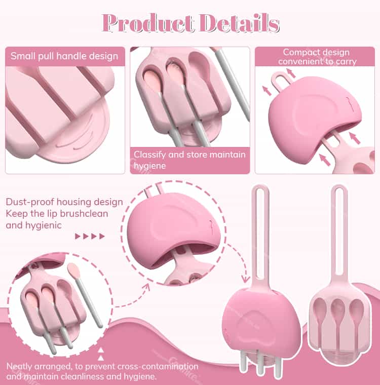 Silicone lip brush case with a compact design, easy to carry, and dust-proof housing to keep the lip brush hygienic.