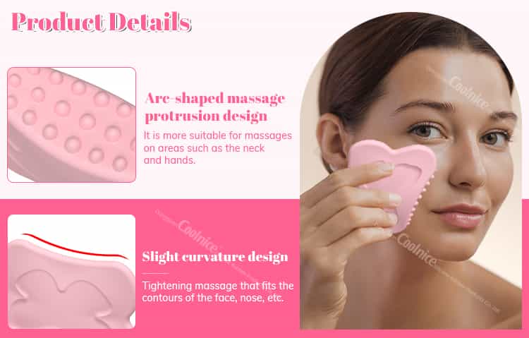 Silicone Gua Sha Massager with Arc-Shaped Protrusions for Neck and Face