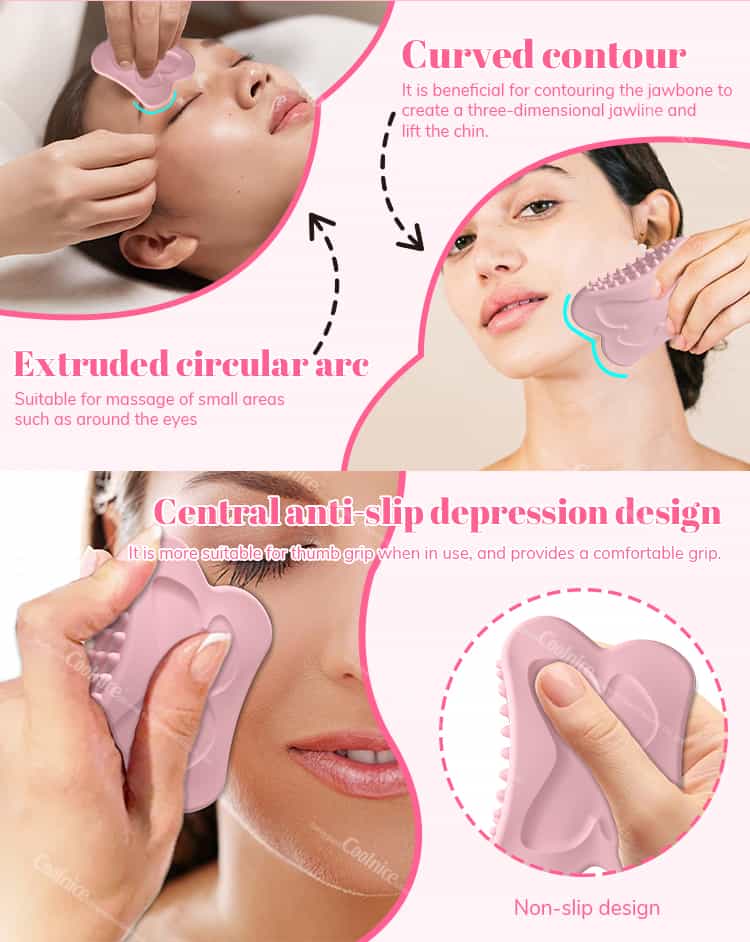 Silicone Massage Scraper - Curved Contour & Anti-Slip Design for Face and Neck Massage