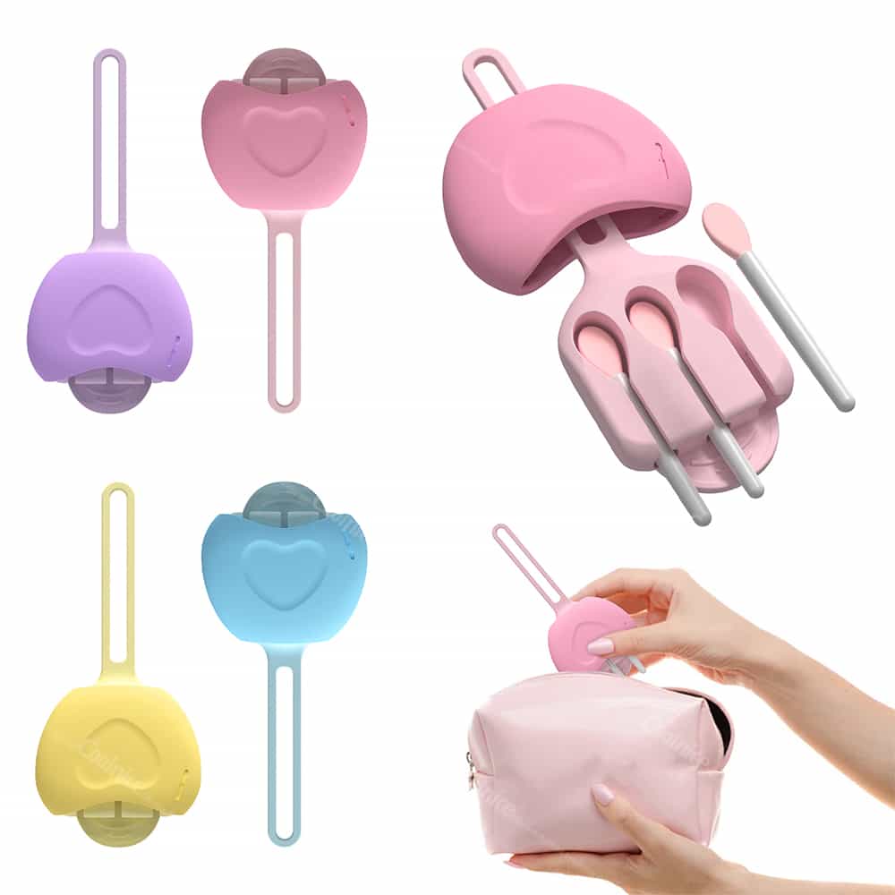 Silicone lip brush case with travel-friendly design