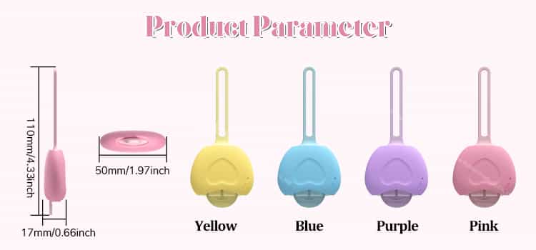 Silicone Lip Brush Holder Dimensions and Available Colors (Yellow, Blue, Purple, Pink)