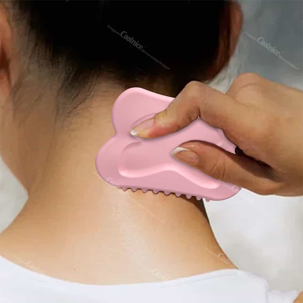 Using Silicone Butterfly Gua Sha Massager for Neck Massage