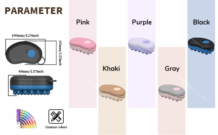 Color options and dimensions of silicone ice massage comb