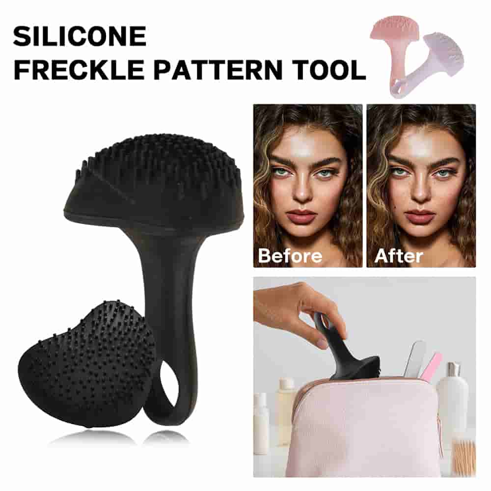Silicone freckle stamp tool used with makeup foundation
