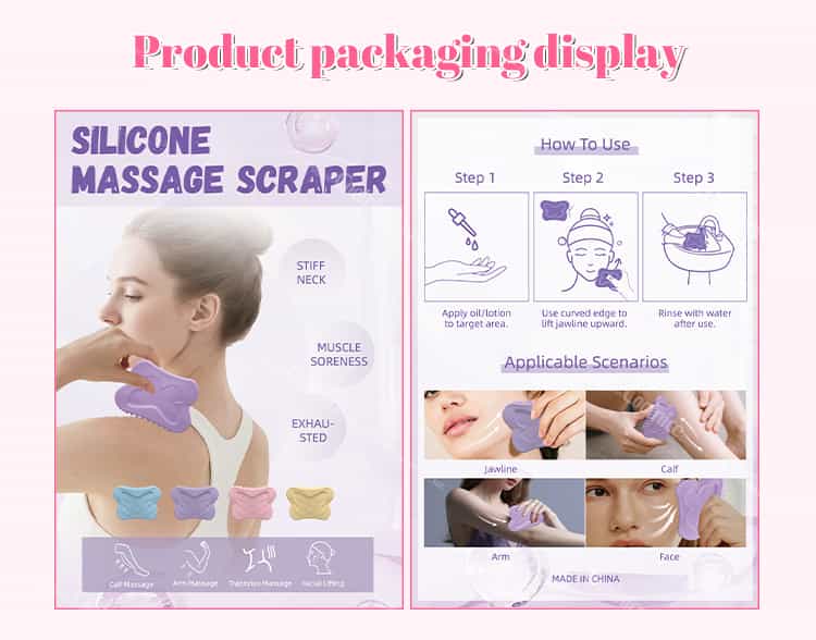 Silicone Massage Scraper Packaging and Usage Instructions