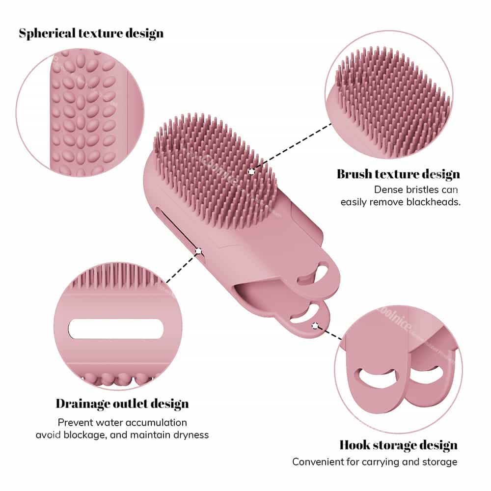 Silicone Finger Brush with Spherical Texture, Drainage Outlet, and Hook Storage Design – Effective Blackhead Remover