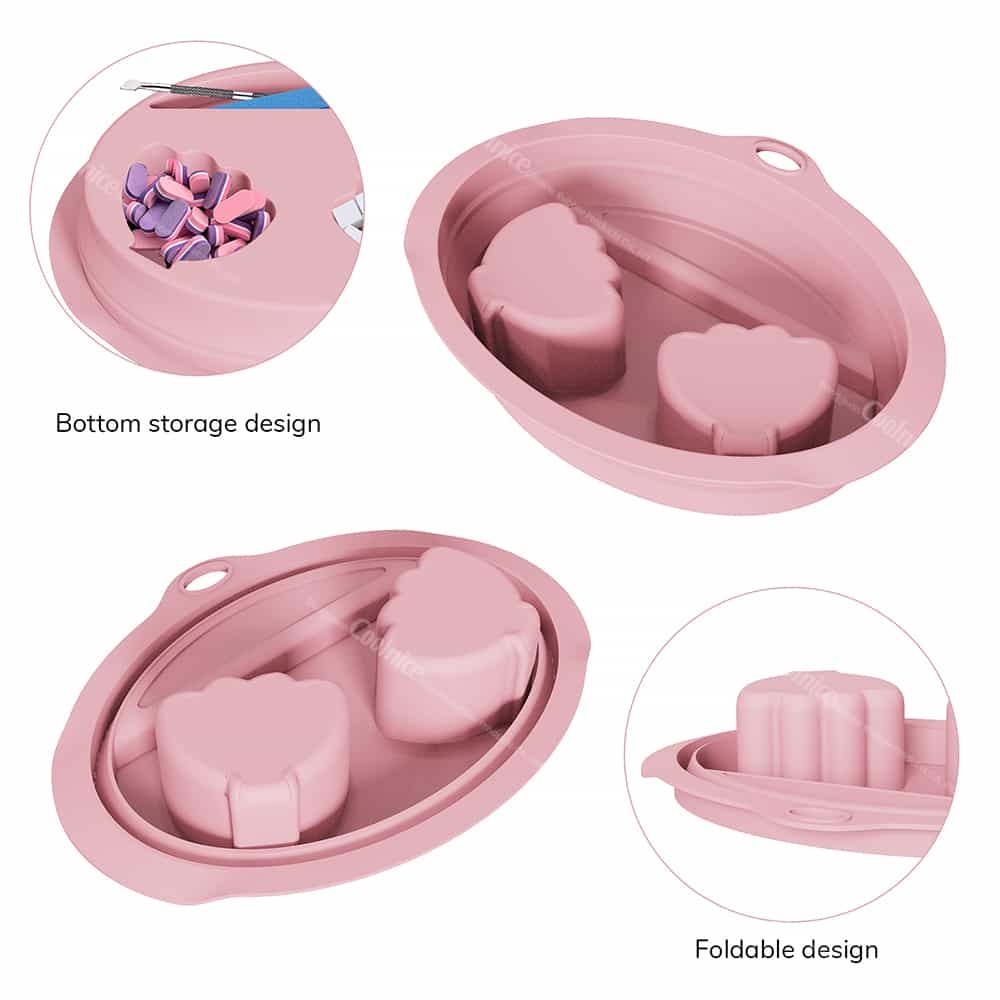 Silicone soaking bowls stacked for storage in three colors