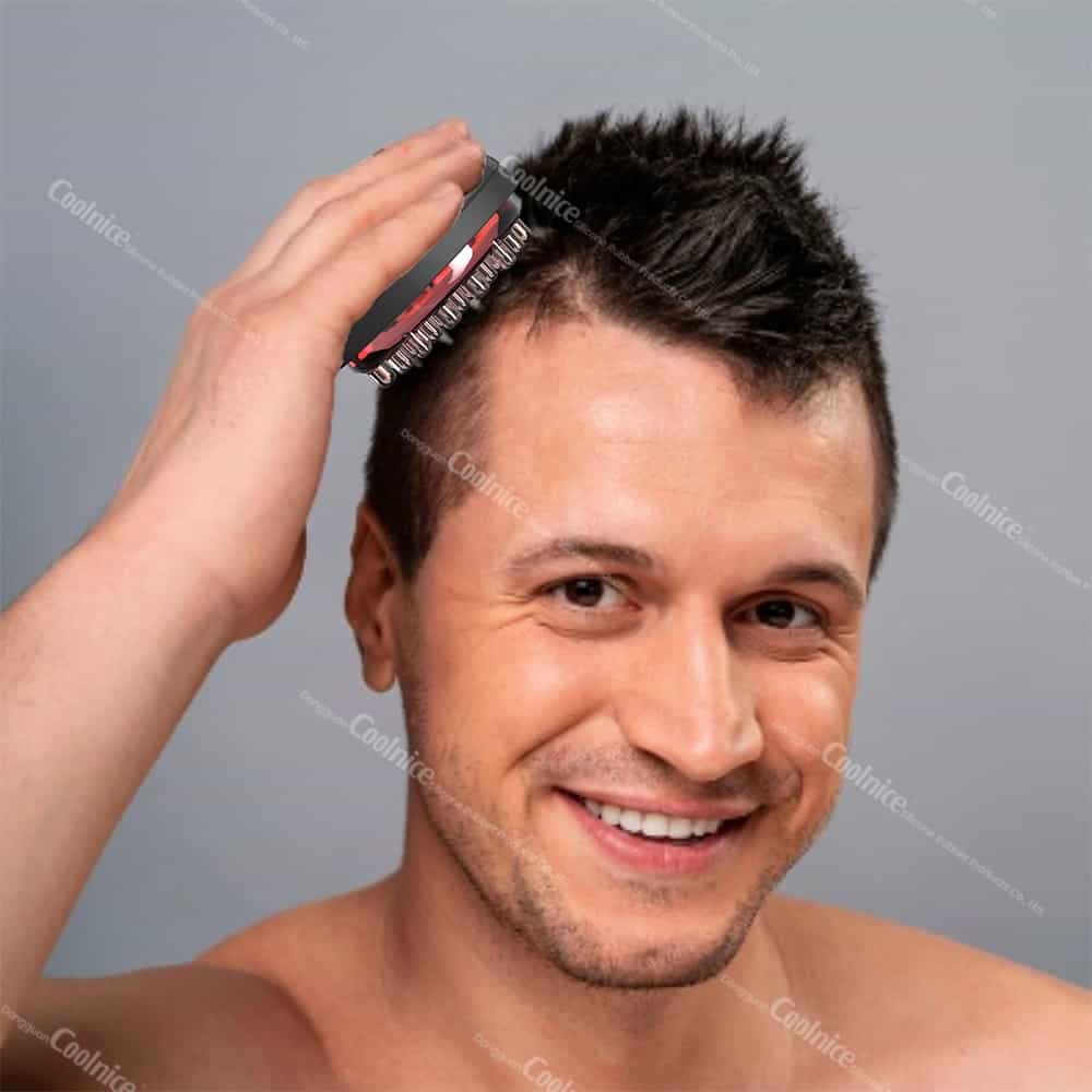 Man Using Ice Scalp Massager on Short Hair
