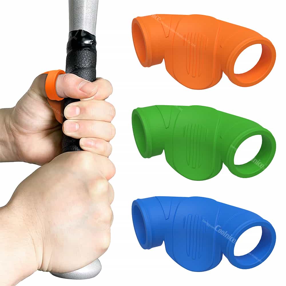 Baseball thumb guard on adult hand with color options