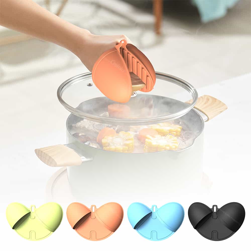 Silicone glove lifting steaming pot lid with color options