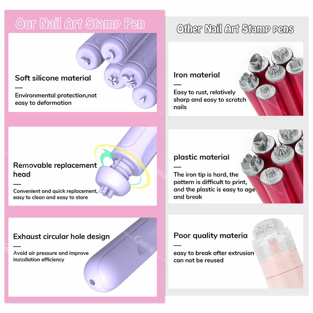 Comparison Between Silicone Nail Art Stamp Pen and Traditional Iron Stamp Tools