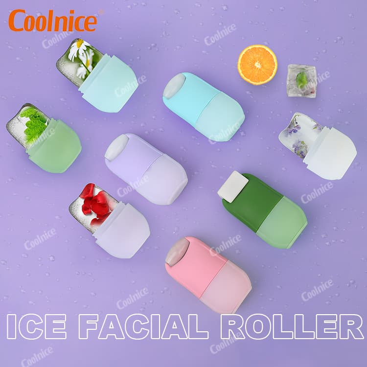 Colorful medium-size silicone ice facial rollers by Coolnice with fruit and floral ice