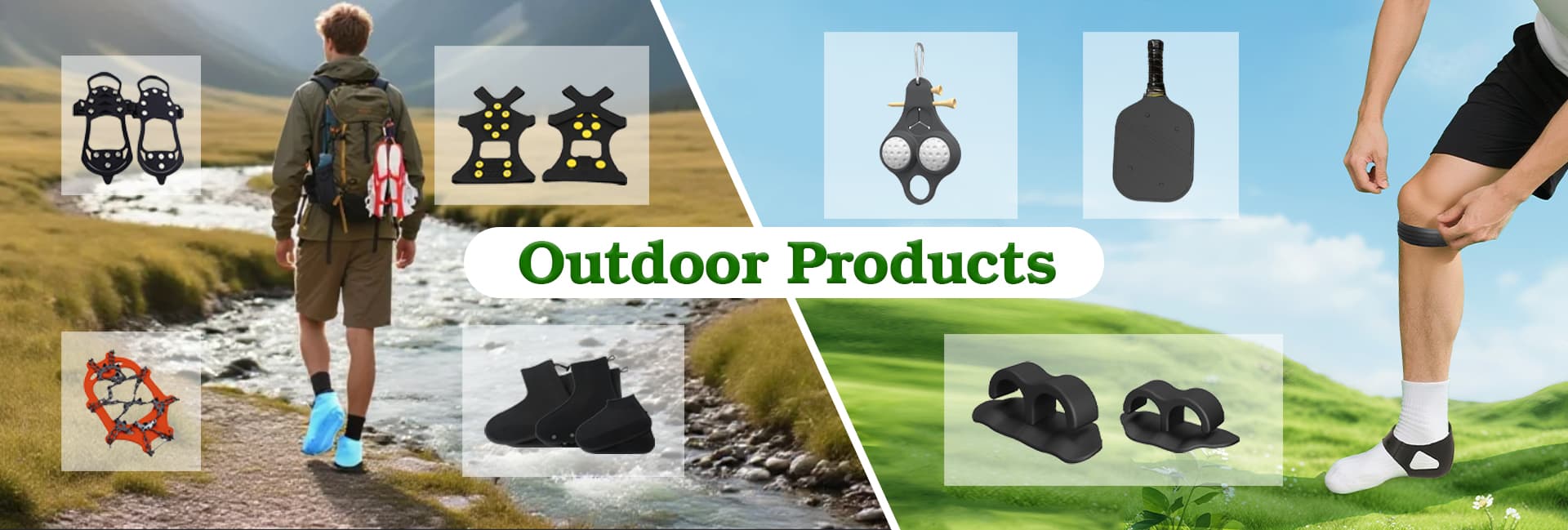 Outdoor products for hiking, trekking, and fitness activities