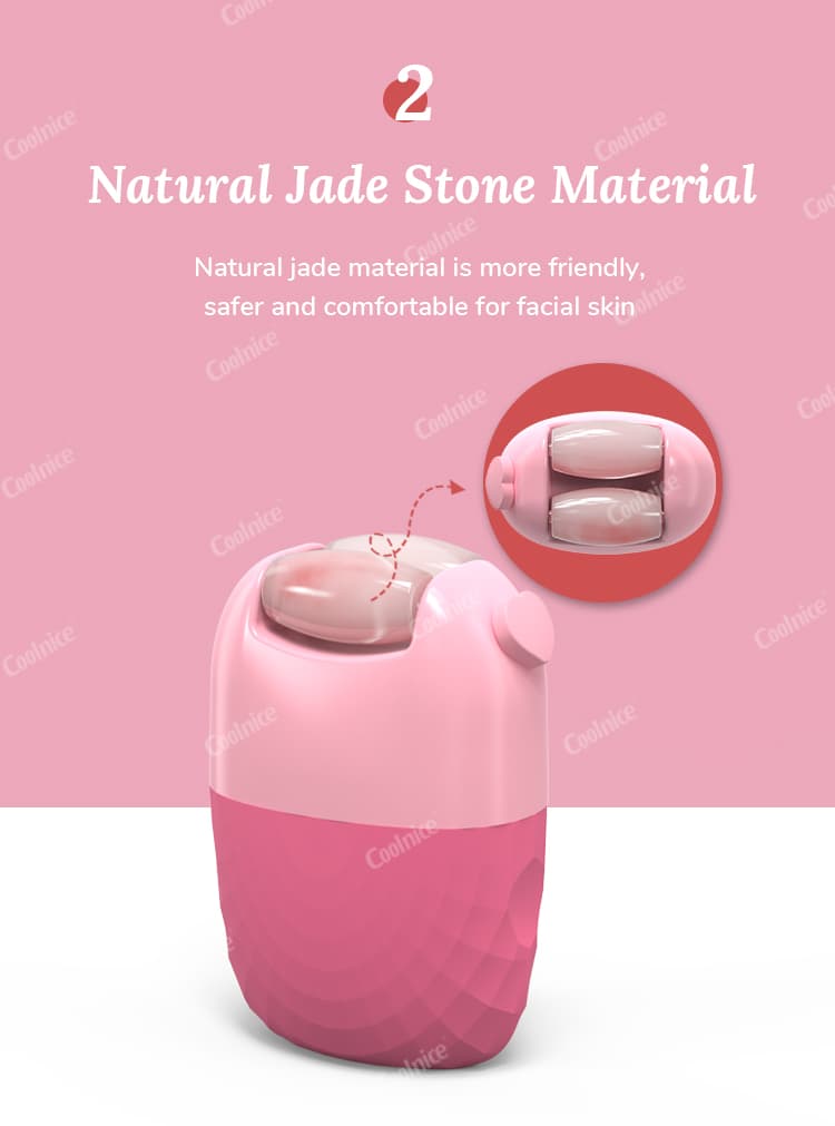 Coolnice silicone ice roller with natural jade stone massage head