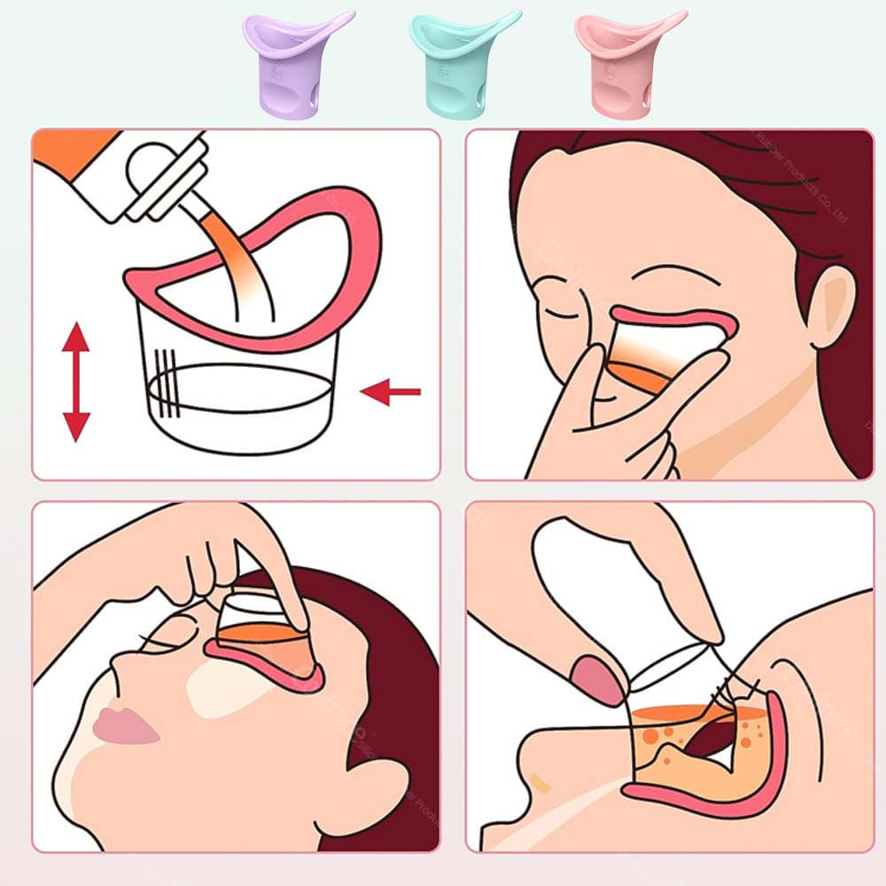Silicone eye wash designed for easy and safe use
