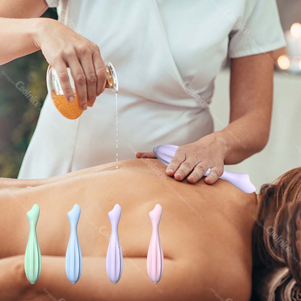 Therapist using silicone massage tool for body care