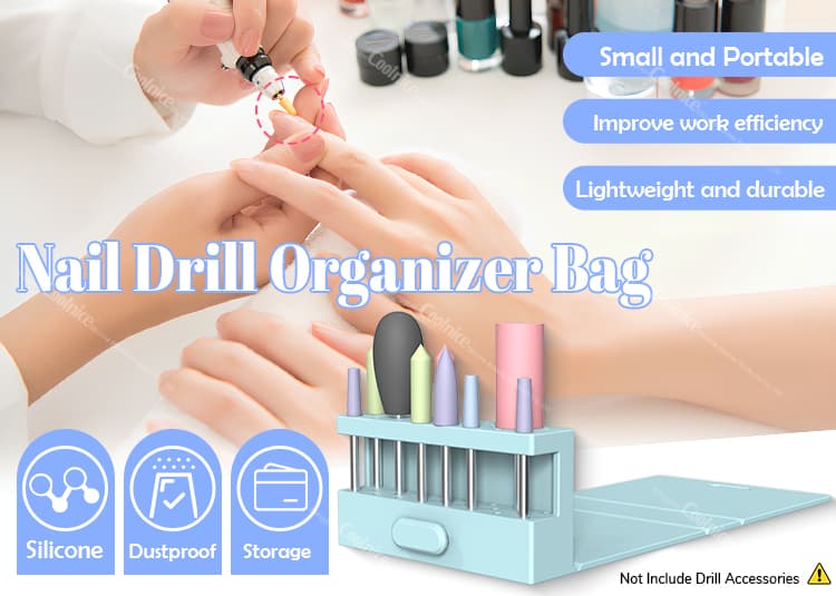 Silicone Nail Drill Organizer Bag for Professional Manicure Tools