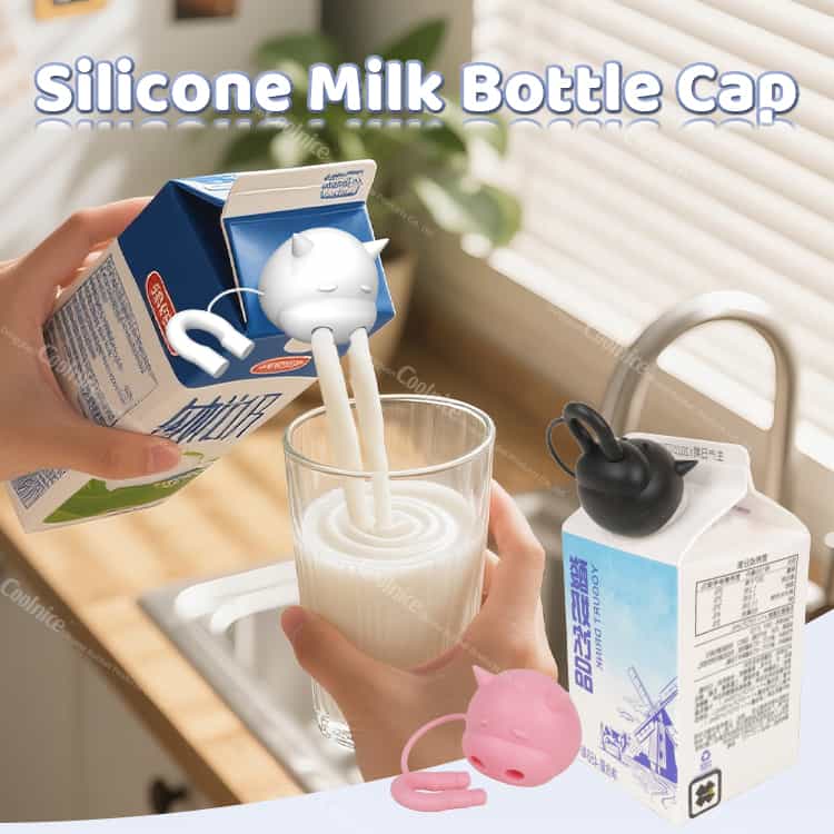 Silicone Milk Bottle Cap with Cow-Shaped Spout for Easy Pouring
