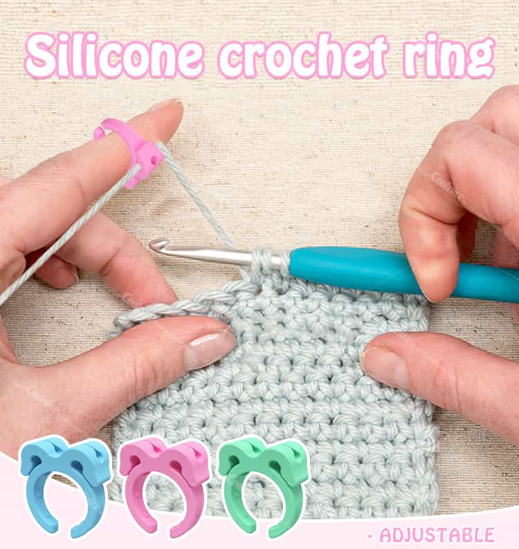 Silicone crochet ring for knitting and yarn tension control