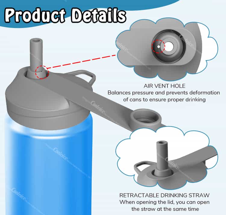 Soda can lid with air vent and straw
