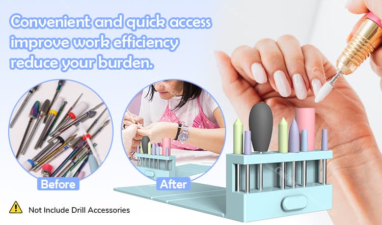 Nail Drill Organizer Bag Before and After Storage Comparison