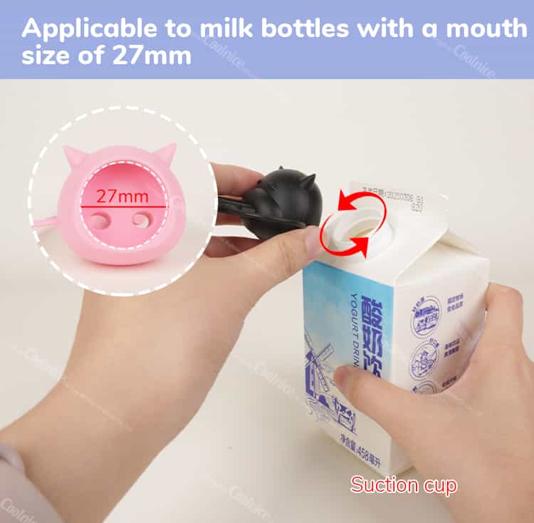 Silicone milk bottle cap with suction cup, suitable for 27mm mouth size