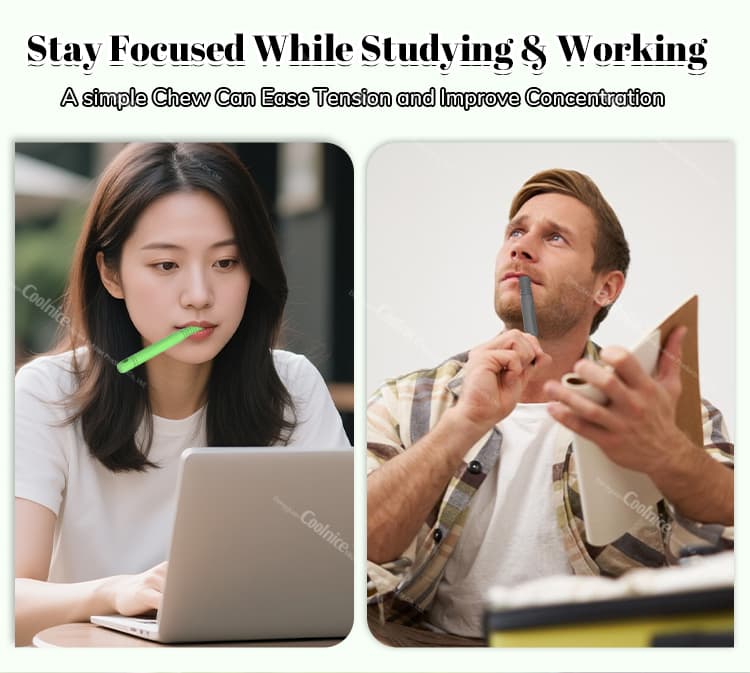 silicone essential oil chewing sticks to stay focused and relieve tension while working and studying.
