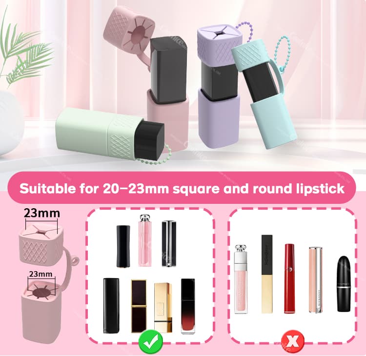 Silicone lipstick case compatible with 20-23mm lipsticks