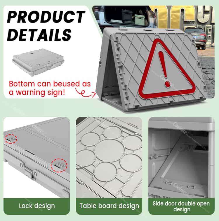 Foldable outdoor camping box in beige with reinforced corners