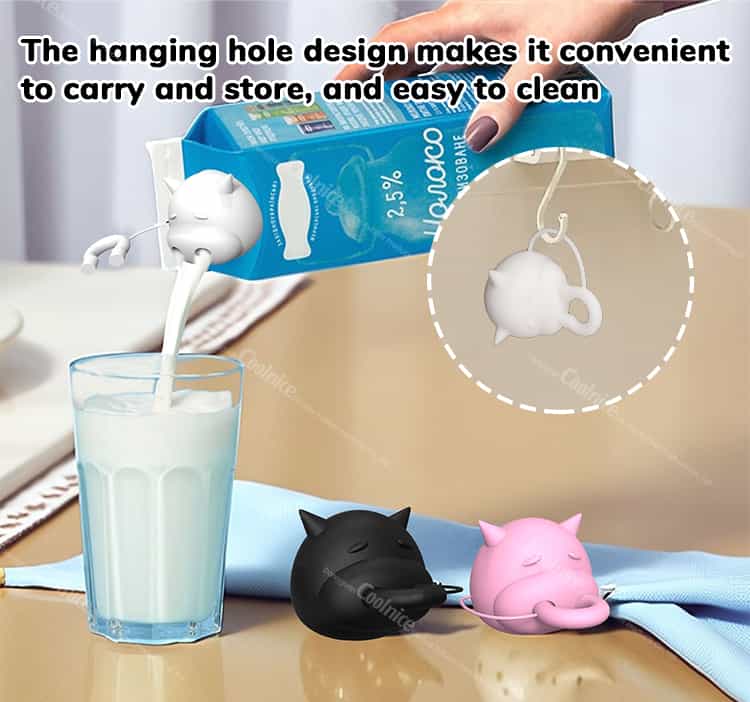 Milk bottle cap with hanging hole for easy storage and cleaning