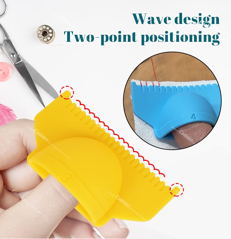 Yellow silicone sewing template with wave design and two-point positioning for accurate stitching.