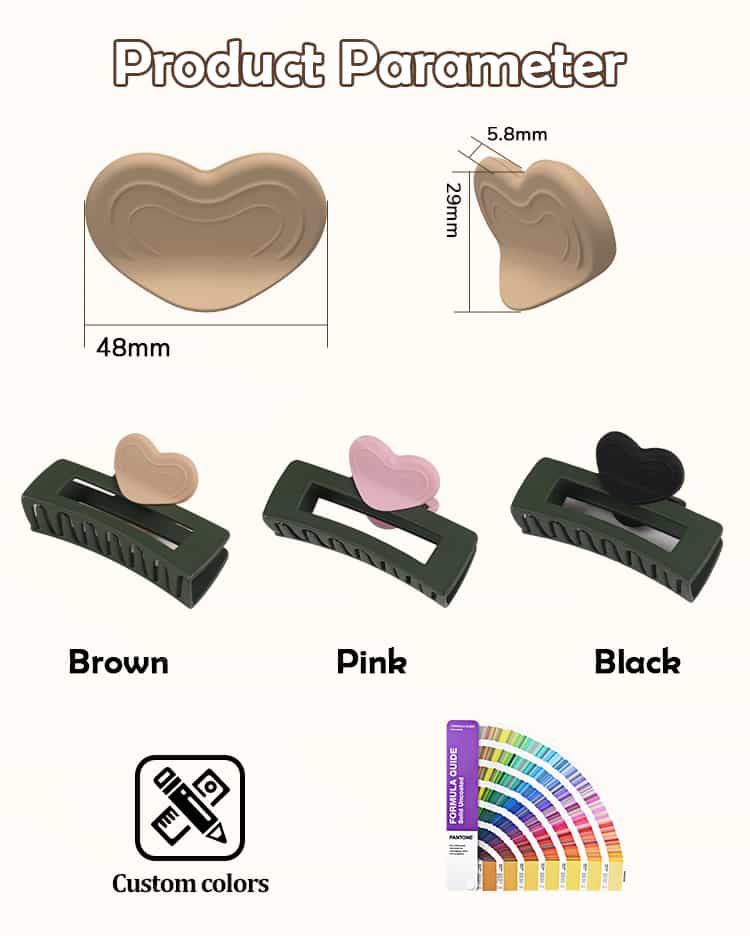 Silicone hair clip protector feature sheet: anti‑slip strip, horn opening for easy fixing, quick direct installation (hairpins not included).