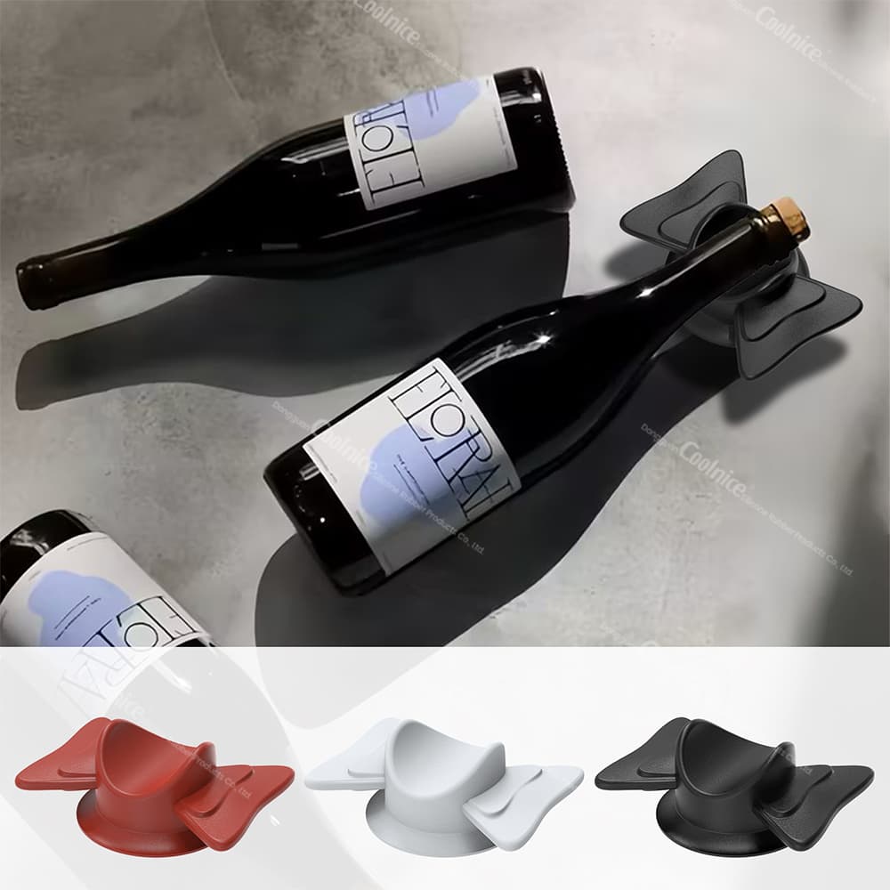 Silicone wine bottle holder for stable storage