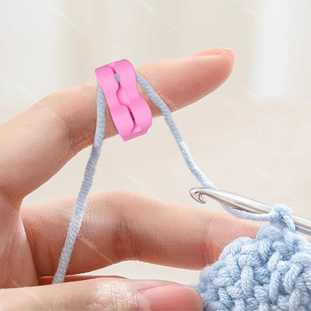 Silicone yarn guide ring worn on finger for crochet