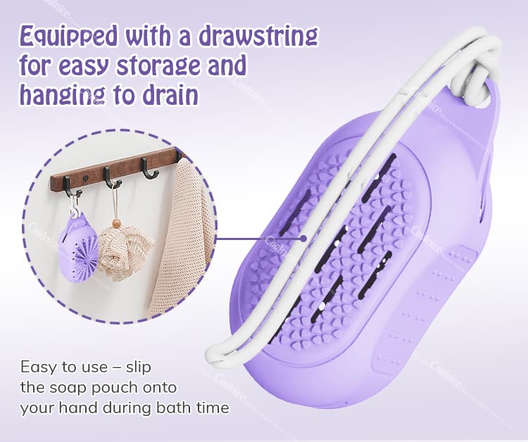 Silicone Soap Holder with Drawstring for Easy Storage and Hanging