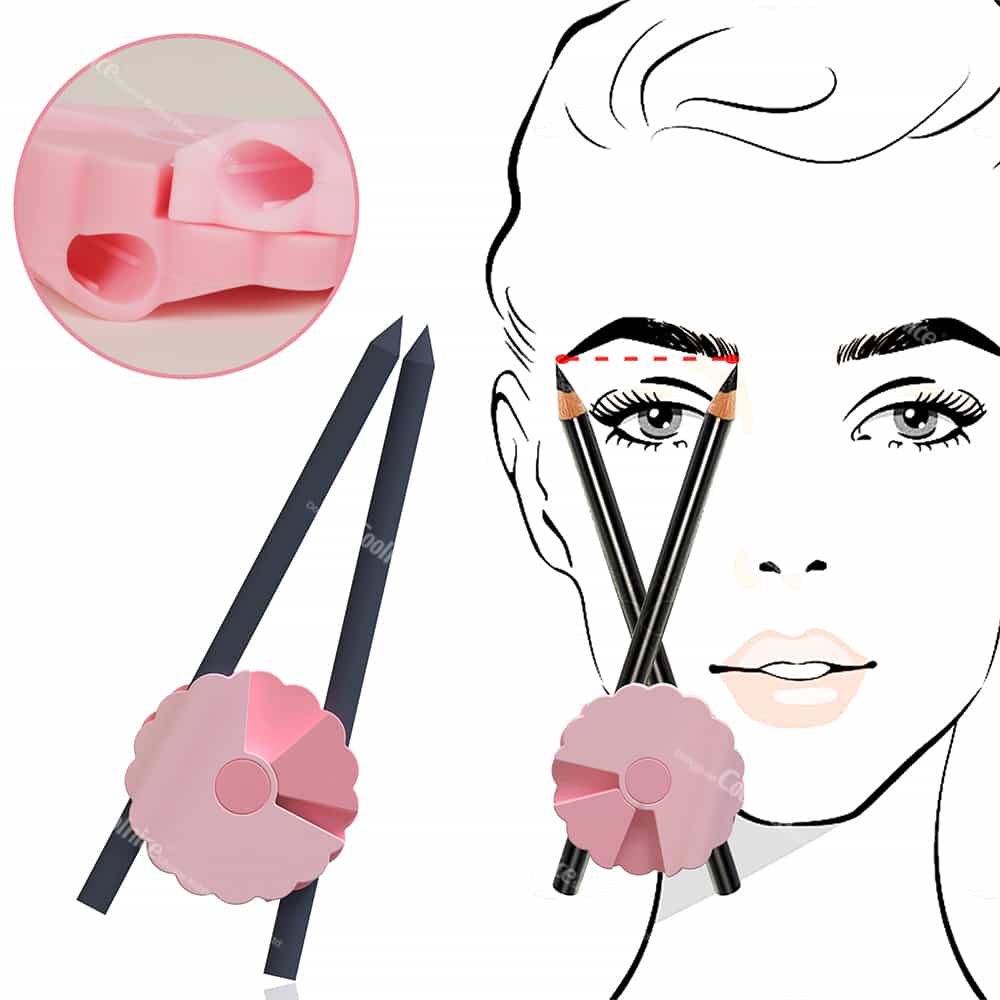 Eyebrow mapping tool positioning on face illustration to outline brow shape.