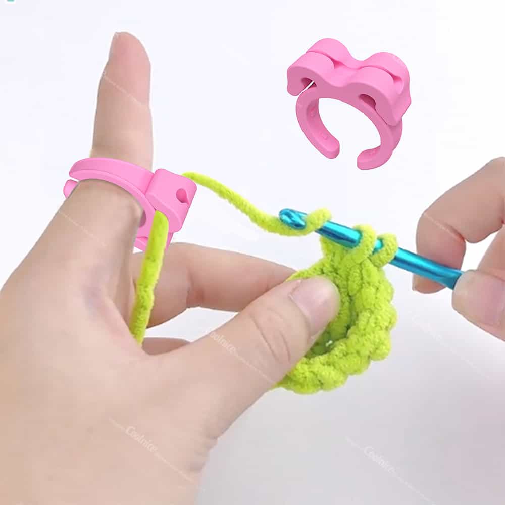 Yarn tension ring for knitting with crochet hook