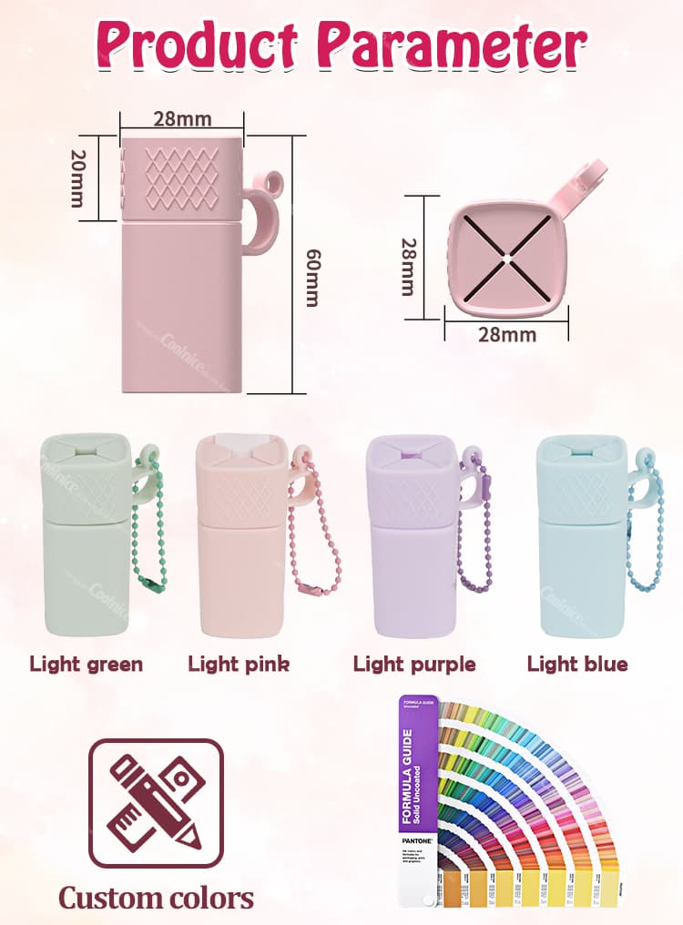 Silicone lipstick case size and color options