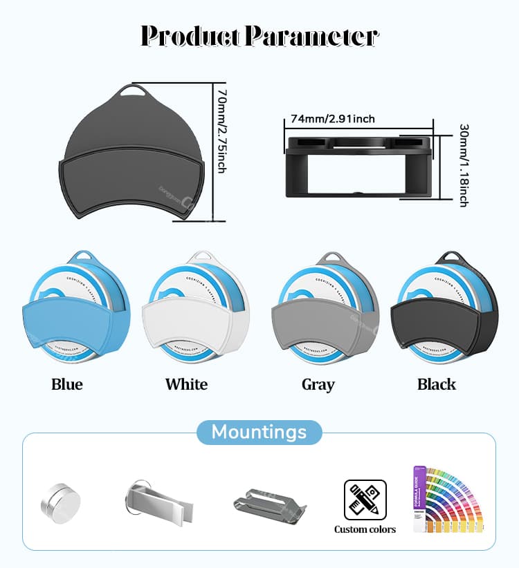 Silicone Storage Hanger Pouch in Various Colors with Mounting Options