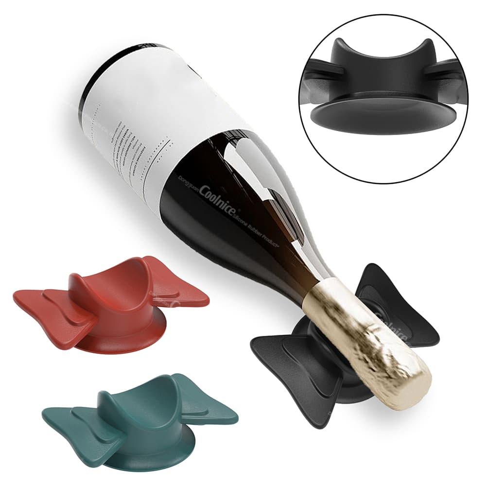 Silicone Wine Bottle Holder Stand in black, red, green colors