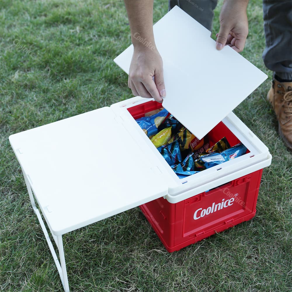 Collapsible camping storage box with large capacity and lid
