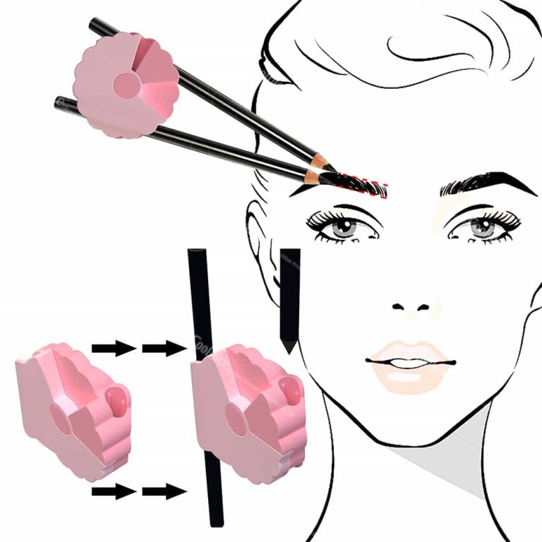 Adjustable eyebrow mapping tool with bidirectional arm movement for brow shaping.