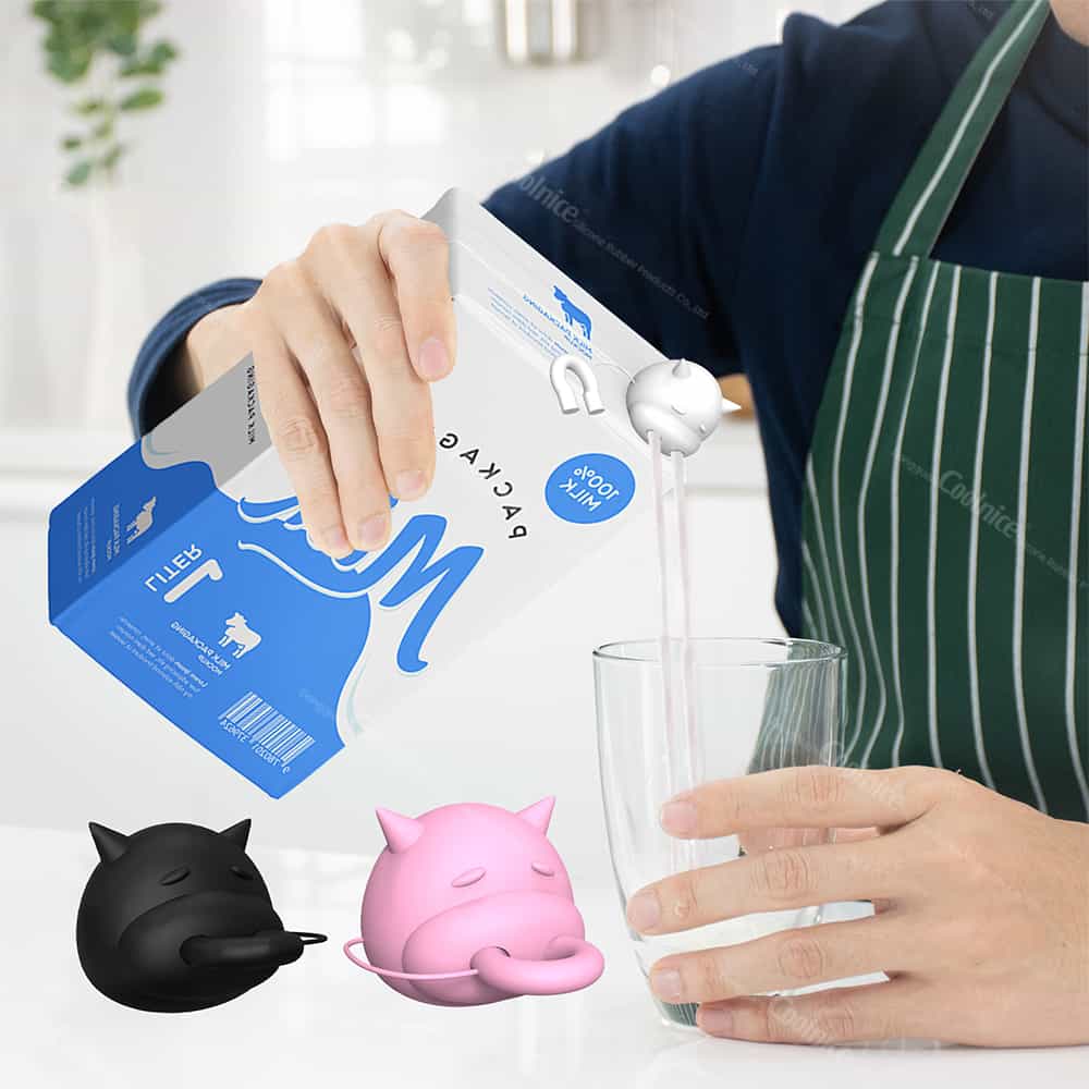 Milk carton pouring with a fun pig-shaped spout