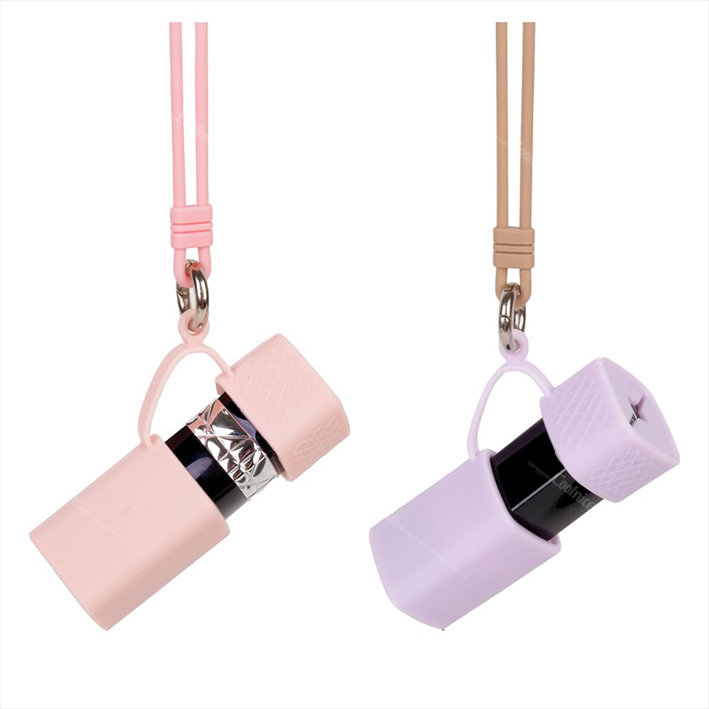 Silicone lipstick case with necklace lanyard